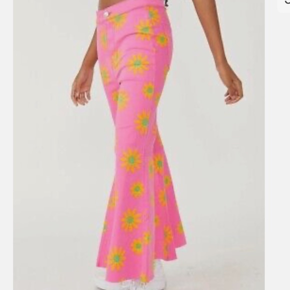 NWT Free People Youthquake Printed Floral Crop Jeans In Lipstick Combo - Picture 3 of 4